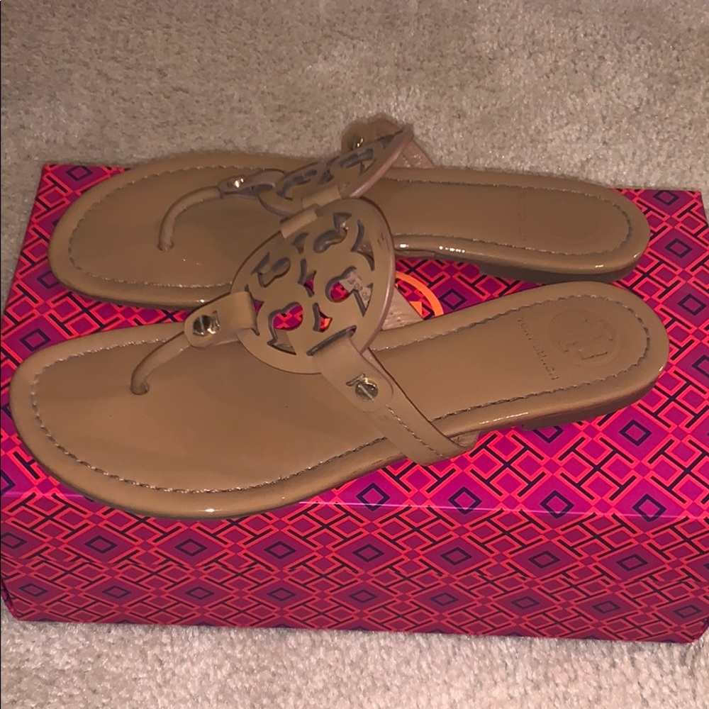 Tory Burch Miller Nude  Patent Leather Sandals